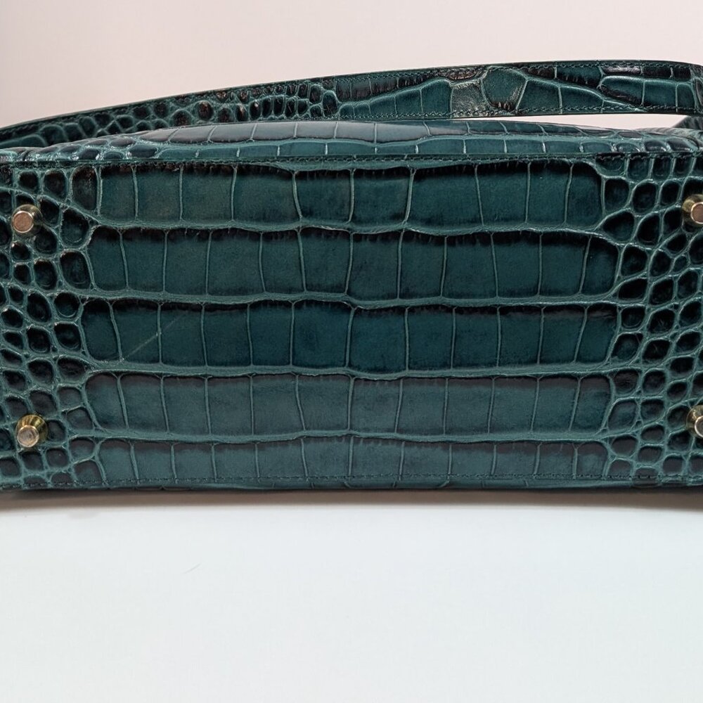Bene Florence Large Top Handle Bag in Teal Emerald Green Alligator - Picture 6 of 11
